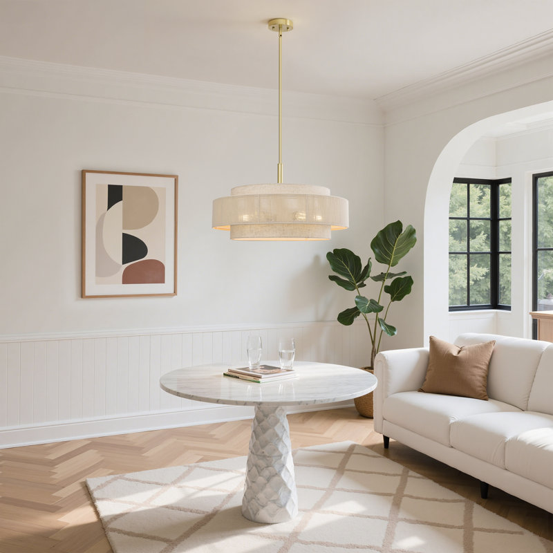 Dakota Fields 5-Light Drum Chandelier With Fabric And Rope Shades